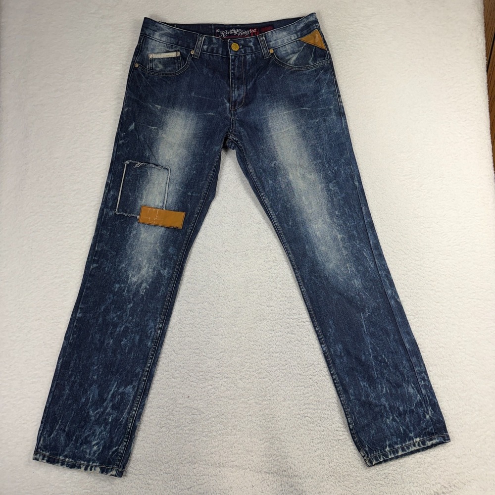 Heritage America Denim Distillery 1776 Jeans Men's 34 (34x31) Slim Fit Acid wash